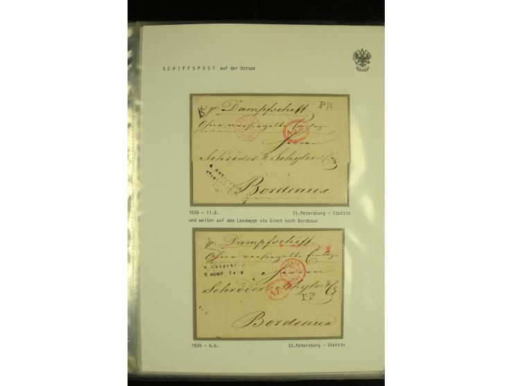 1836 / 1914 SHIP MAIL Collection of North Sea mail on album pages with 28 covers and cards of which 19 are pre - philatelic w