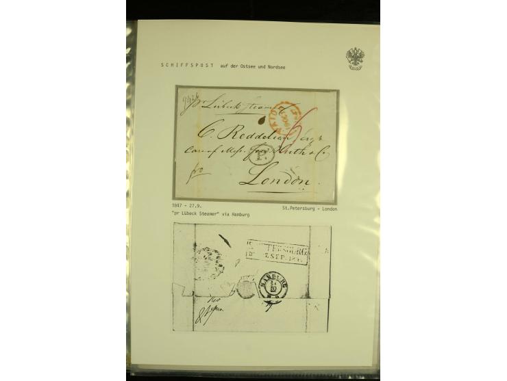 1836 / 1914 SHIP MAIL Collection of North Sea mail on album pages with 28 covers and cards of which 19 are pre - philatelic w