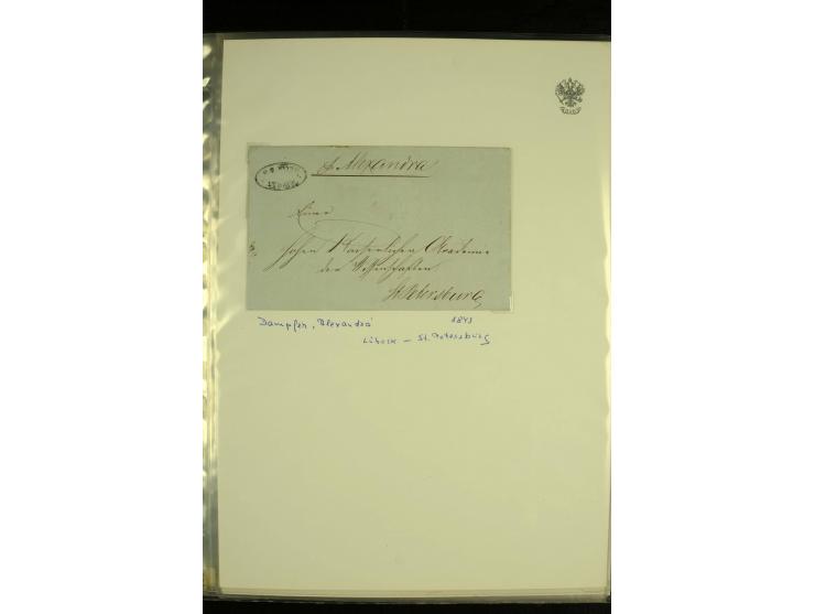 1836 / 1914 SHIP MAIL Collection of North Sea mail on album pages with 28 covers and cards of which 19 are pre - philatelic w