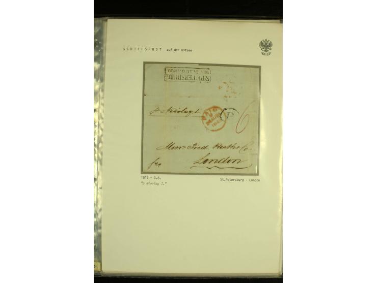 1836 / 1914 SHIP MAIL Collection of North Sea mail on album pages with 28 covers and cards of which 19 are pre - philatelic w
