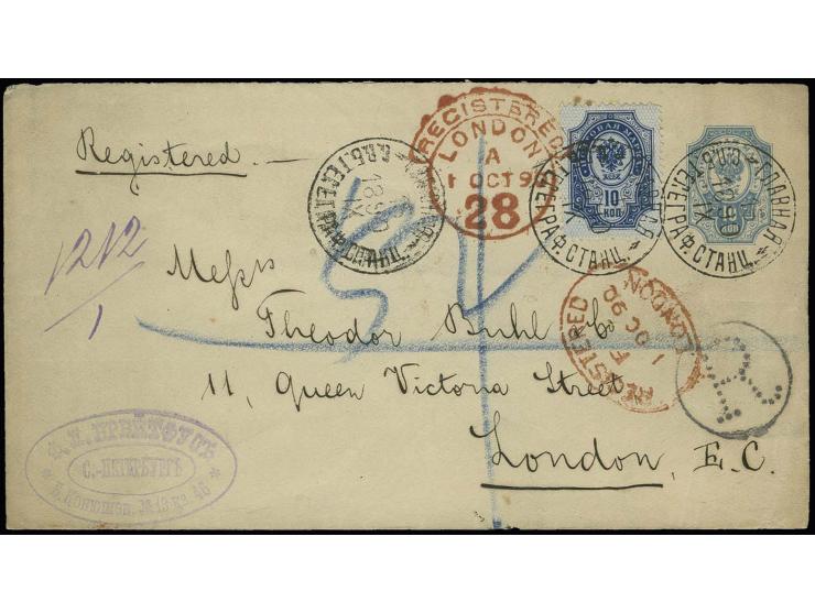 1890 BREITFUSS CORRESPONDENCE A very attractive registered cover addressed to London in the  handwriting of F. Breitfuss with