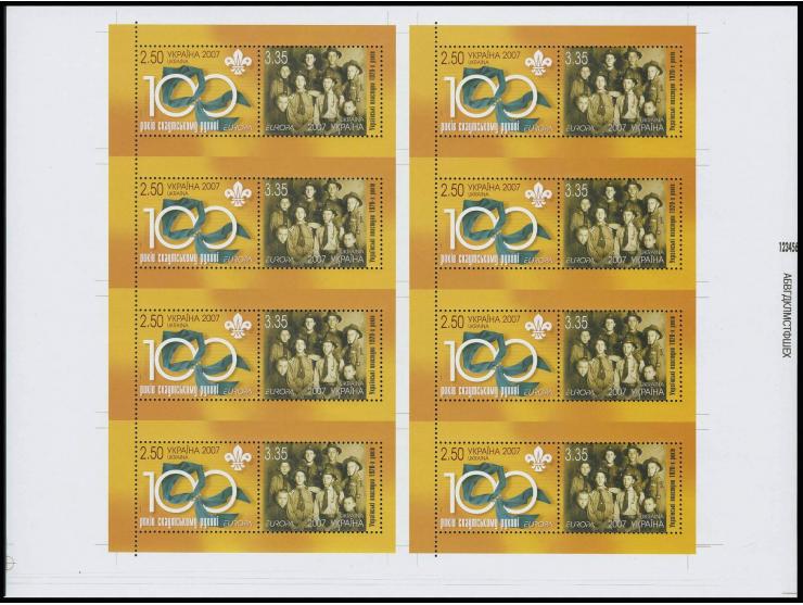 2007, CEPT booklet pane, 2,50 g. and 3,35 g., proof sheet with 8 panes on original stamp paper, stamps perforated, unmounted 