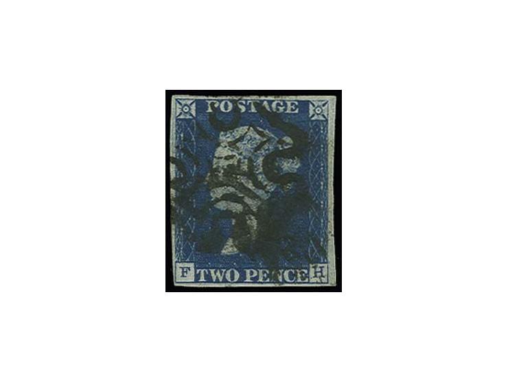  2d. blue, deep shade, plate 1, FH, large to very large margins all round, very slight corner crease at top right not touchin