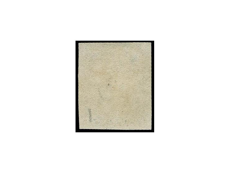 2d. blue, plate 1, KH, large regular margins, lightly cancelled with black MC, very fine (£ 850.-)     