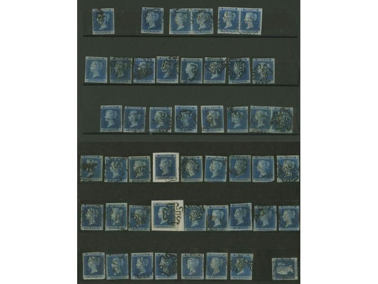 1841, 2d. blue, plate 3, early printings of the first three years between  1841-1844, all with Maltese Cross cancellations, t