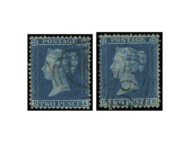  2d. blue, plate 6, watermark Large Crown, perf. 14, the attempted reconstruction of  89 stamps, very few duplications, some 