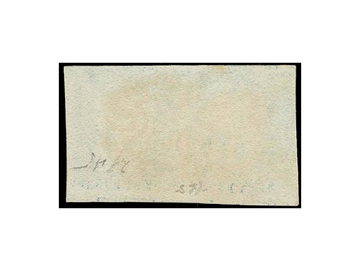 2 d. blue, Plate 1, horizontal pair (NG-NH), good to wide margins all around and fresh colour, used with two clear red MC, fi