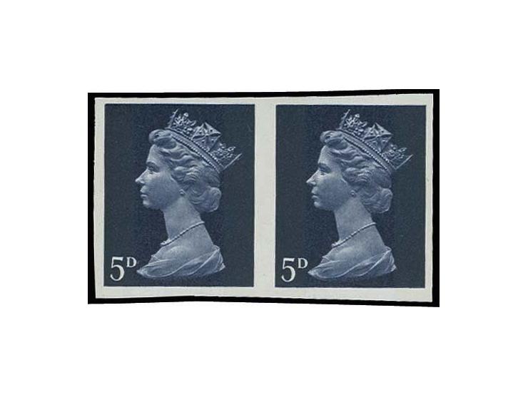 5 d. deep blue, head B, imperforated in horizontal pair, unmounted mint