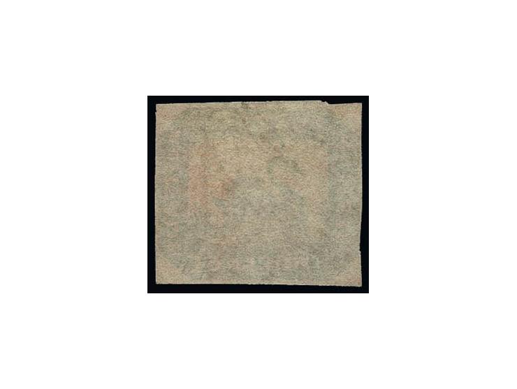 1857/59, Black swan 2 d. brown-black on red with clear to wide margins, small part of neighbour stamp at top, fresh colour, u