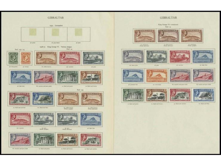 1938/51, George VI ½d.- 10s., 36 stamps including colour and perforation varieties, mounted mint, very fine