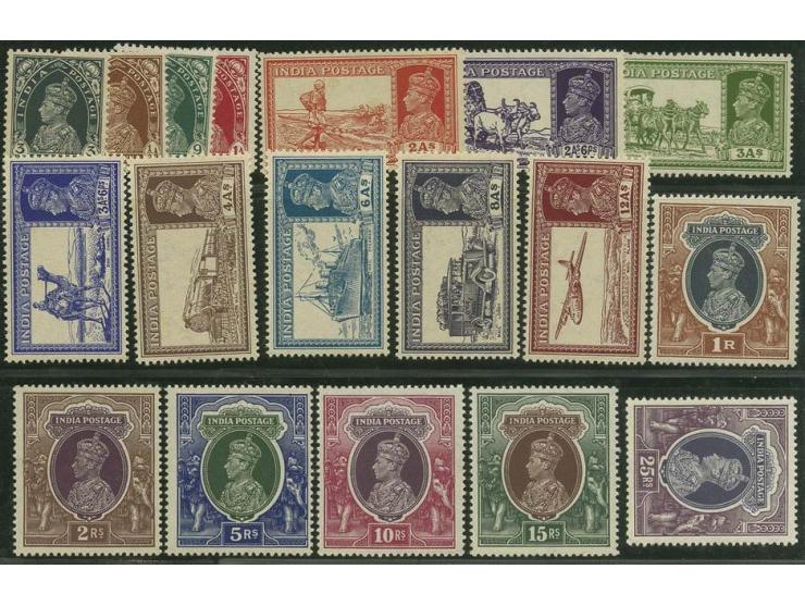 1937/40, George VI. 3 p.-25 r. complete, unmounted mint, 10 r. tiny gum fault