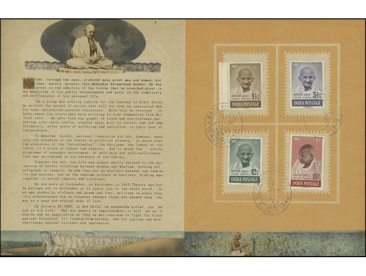 1948, Gandhi 1½ a.-10 r., tied by special first day cancellation to special booklet, fine
