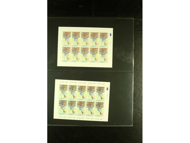 2006, CEPT 200 d. and 350 d., each in 4 imperforated progressive proof sheets incl. final design with large sheet margins wit