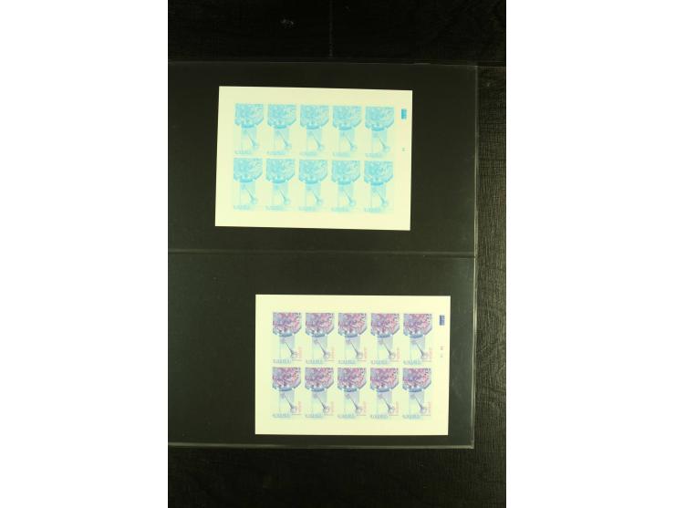 2006, CEPT 200 d. and 350 d., each in 4 imperforated progressive proof sheets incl. final design with large sheet margins wit