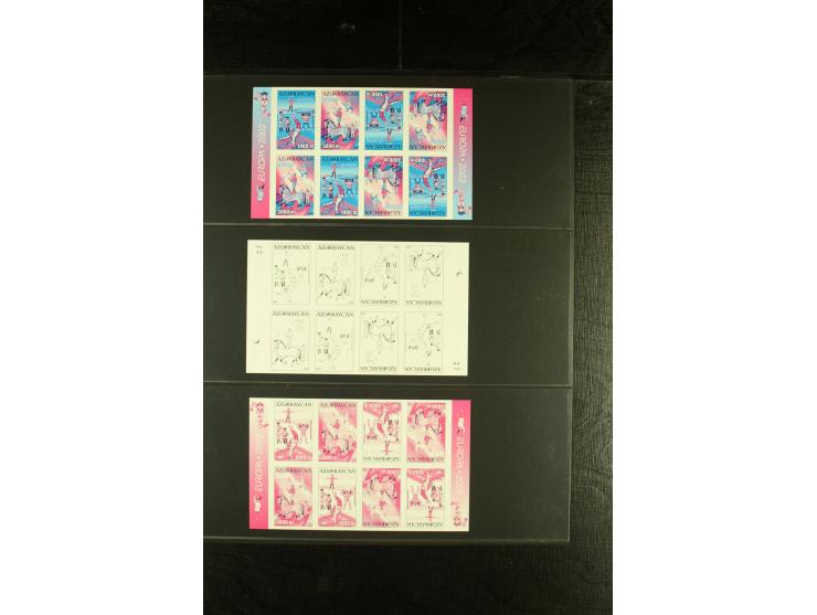 1000 m. and 3000 m., booklet pane, 7 imperforated progressive proofs, unmounted mint