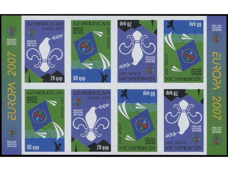 20 q. and 60 q., imperforated booklet sheet with 8 stamps and 2 tête-bêches, unmounted mint