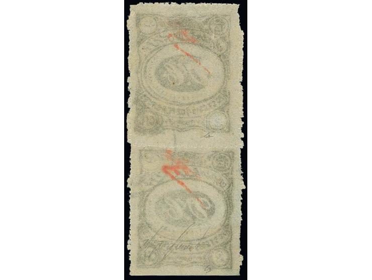 Meshed Provisional 1902: 2 ch. black, a fine used vertical pair, pin-perforated between and at right, each stamp signed Victo
