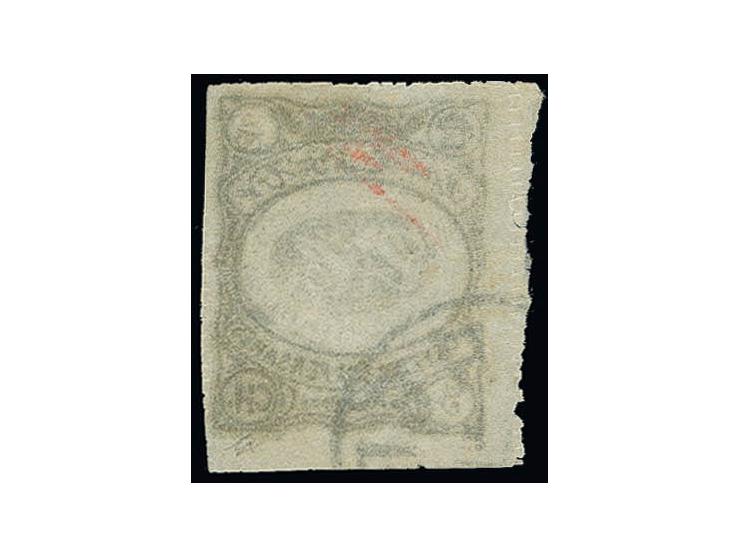 5 ch. black, a fine used example with Victor Castaigne signature in red, pin-perforated on two sides, cancelled by large part