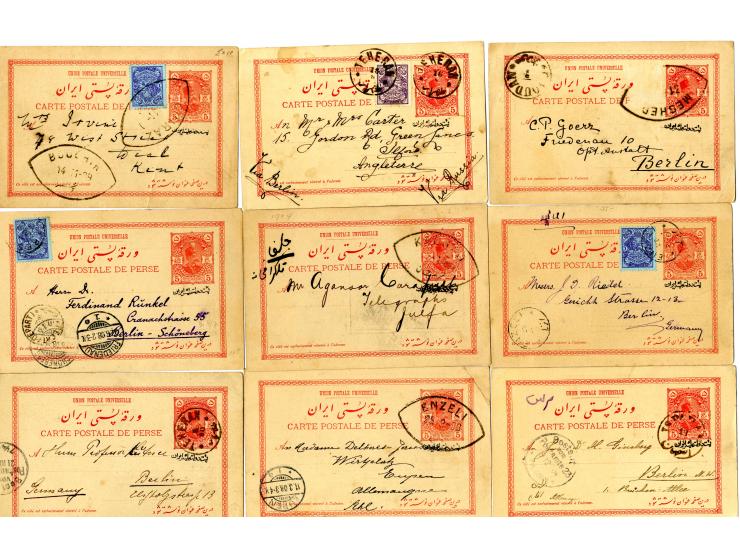 1904, picture postcard 5 ch., 11 different cards (one with same picture, but different colours) all used, some with small fau