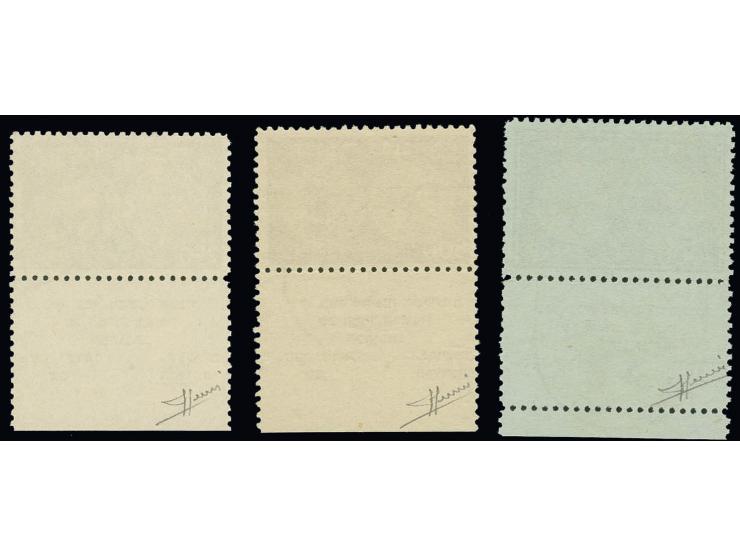 1948, Doar Ivri 3-1000 m. with full tab, used, fine, 3 high values signed Sorani with certificate (Mi. 3.600,-)