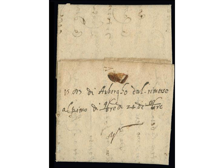 1587, "p. mare", hds. Vermerk auf kpl. Faltbrief mit Absenderangabe aus Cöln und Schiffspost-Aufgabe in Hamburg nach London, 