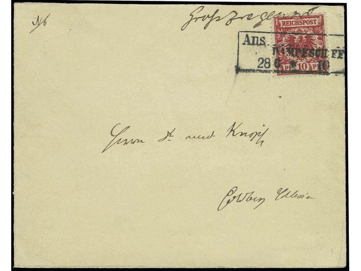 1897, "AUS...DAMPFSCHIFF 28.6.", Ra3 klar als Entwerter mit hds. Aufgabevermerk "Großziegenort" auf Brief mit Krone/Adler 10 