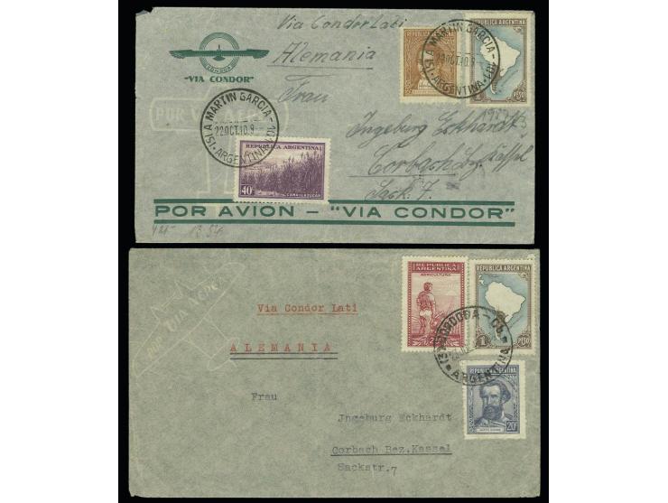 1940/41, 2 Briefe von einem Angehörigen der "Graf Spee" mit Absenderangabe "ISLA MARTIN GARCIA" bzw. "CONSOLADO ALEMAN" nach 
