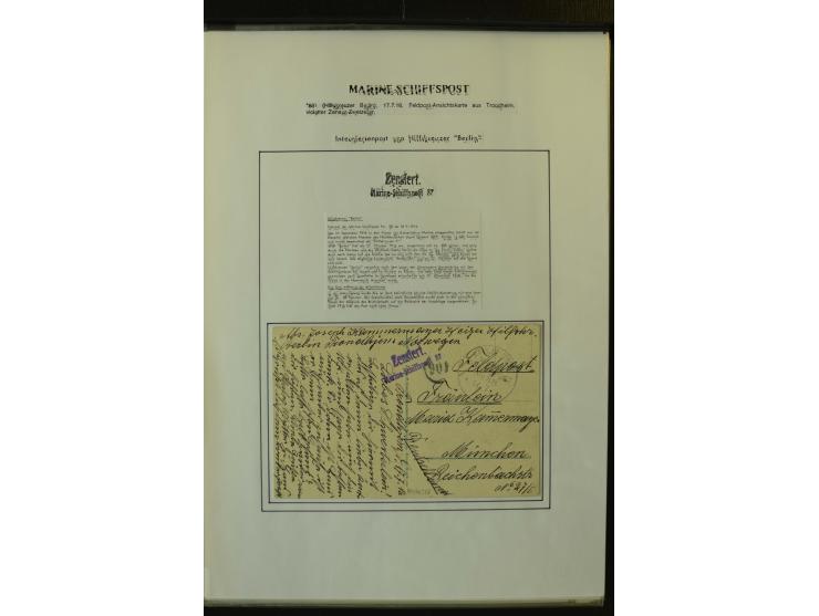 1915/1917, Interniertenpost des Hilfskreuzer Berlin, 4 Postkarten aus einer Korrespondenz mit verschiedenen Stempel-Kombinati