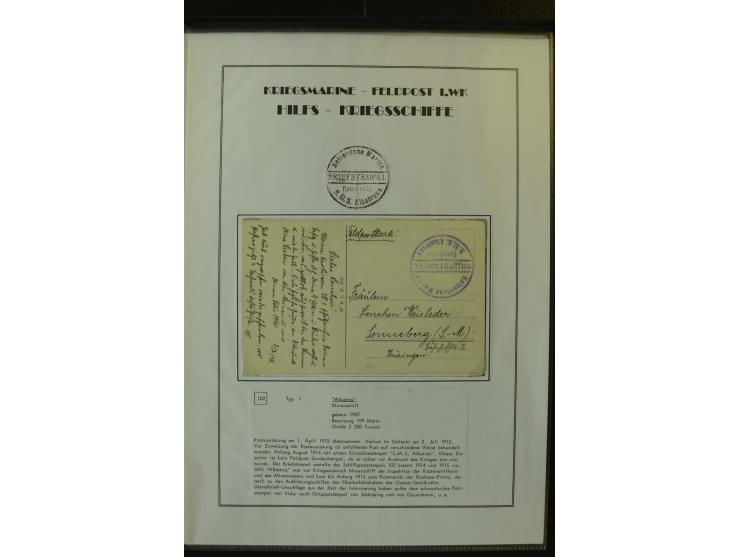 1915/1916, S.M.S. Albatross, 3 verschiedene Feldpost- bzw. Kriegsgefangenenpost-Belege mit u.a. Feldpostkarte mit Briefstempe