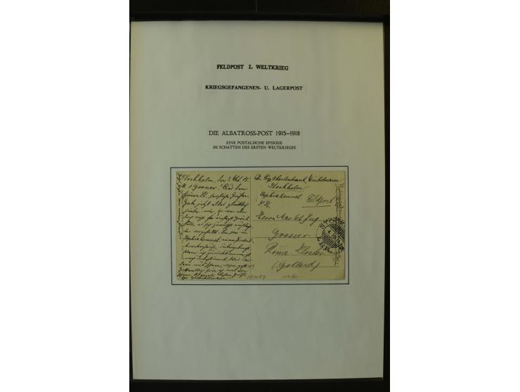 1915/1916, S.M.S. Albatross, 3 verschiedene Feldpost- bzw. Kriegsgefangenenpost-Belege mit u.a. Feldpostkarte mit Briefstempe