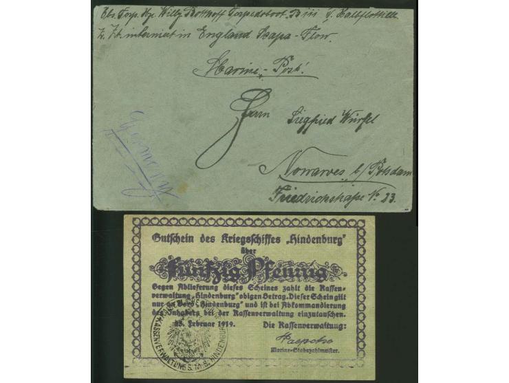 1919, Intereniertenpost aus Scapa-Flow, Brief mit hds. Absenderangabe "....Torpedoboot B 111..." und rückseitigem brit. Zensu