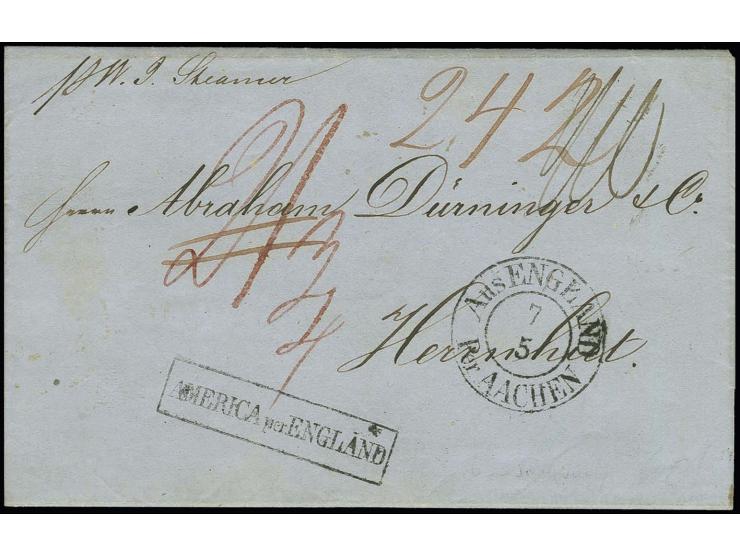 1848, "p.W.I.Steamer", hds. Vermerk auf kpl. Faltbrief aus "LA GUAYRA AP.7." (Venezuela, roter DKr. rückseitig) via London mi