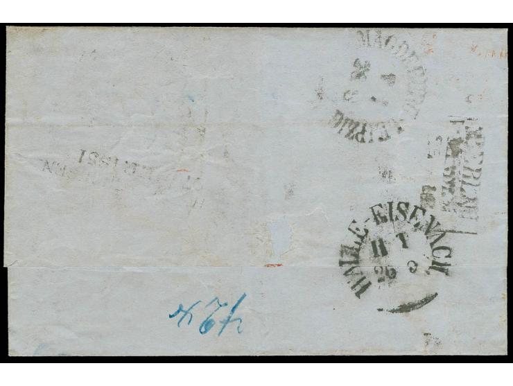 1851, "p. Baltic via Liverpool", hds. Leitvermerk auf Briefhülle von "NEW YORK SEP.2." mit rotem Ra1 "NOT PAID" und verschied
