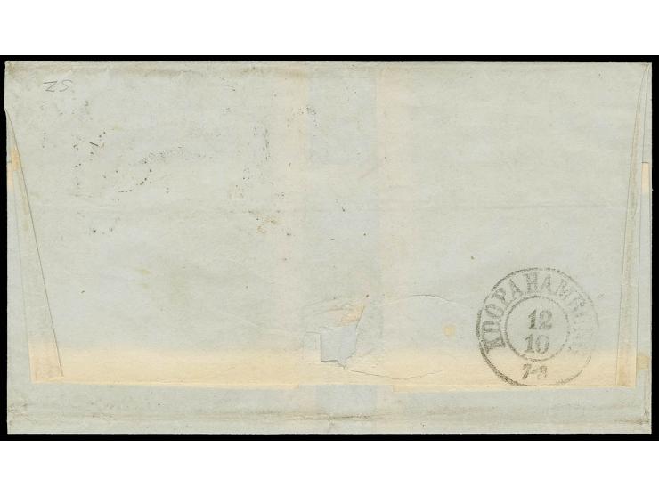 1855, "pr. Viken" (norwegisches Postdampschiff), hds. Vermerk auf Faltbriefhülle aus Friedrikshaven mit Dänemark 4 S. rotbrau