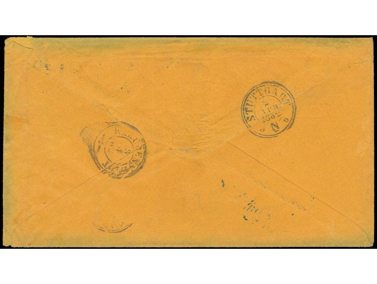 1862, "Per Bremen Steamer", hds. Leitvermerk auf orangem Vordruckbrief "Consulat für Preußen...." mit blauem DKr. "CINSINNATI