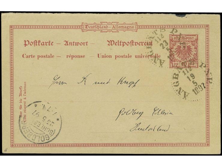 1897, "ANGBATS PXP 112 19.5.1897", schwedischer Schiffspost-Stempel (Linie Göteborg - Christiania), zweimal klar als Entwerte