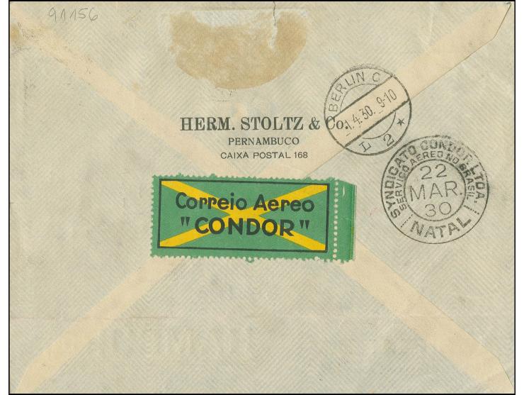 BRASILIEN: 1930, CAP ARCONA - Erstflug Condor Brasilien - Europa 31.3., Brief mit Flugpost-Stempel "RECIFE 20.MAR.30." und mi