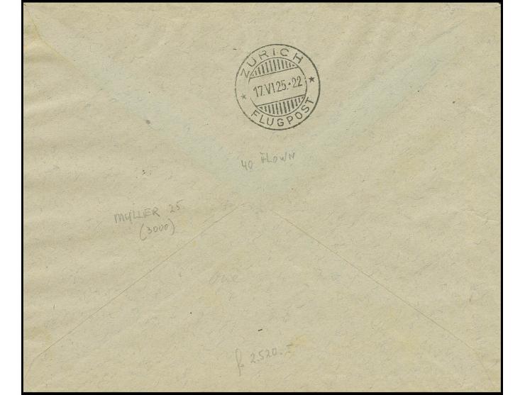 POLEN: 1925, Erstflug Warschau-Paris 16.6., Brief bis Zürich mit jeweils violettem Bestätigungs-Ra2 sowie Ra. "Par avion" sow