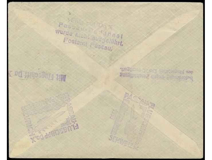 1933, Aufgabe Passau für den geplanten Europaflug nach Budapest, frankierter Brief vom 12.5.33 mit undurchbalktem Sonderbestä