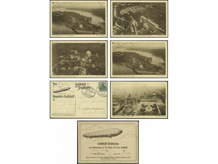 HANSA: 7.9.13, Fahrt über Potsdam an Bord des Luftschiffes gekaufte Garnitur von 6 verschiedenen Fotokarten 'Potsdam' bzw. ei