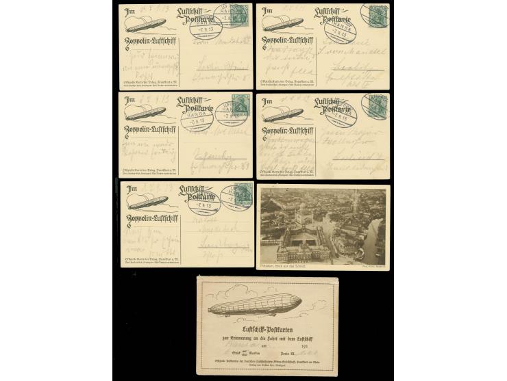 HANSA: 7.9.13, Fahrt über Potsdam an Bord des Luftschiffes gekaufte Garnitur von 6 verschiedenen Fotokarten 'Potsdam' bzw. ei