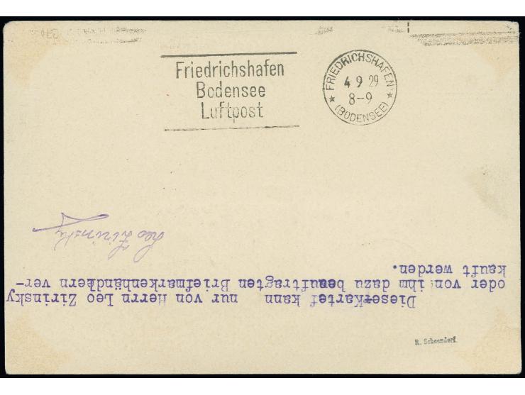 1929, Weltrundfahrt, Friedrichshafen-Friedrichshafen, Karte mit Poststempel