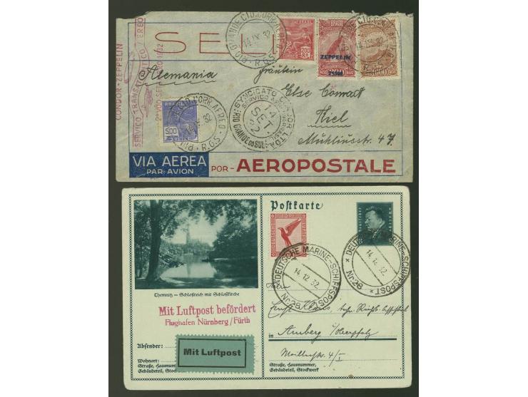 1932, 6. Südamerikafahrt, Brasilianische  Post, Brief rückseitig mit hds. Absenderangabe "....Kreuzer Karlsruhe, Marinepostbü