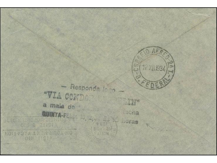 1934, 12. SAF. (Weihnachtsfahrt) mit Auflieferung Friedrichshafen, Vordruckbrief der Reichsbank mit entsprechendem 150 Pfg. A