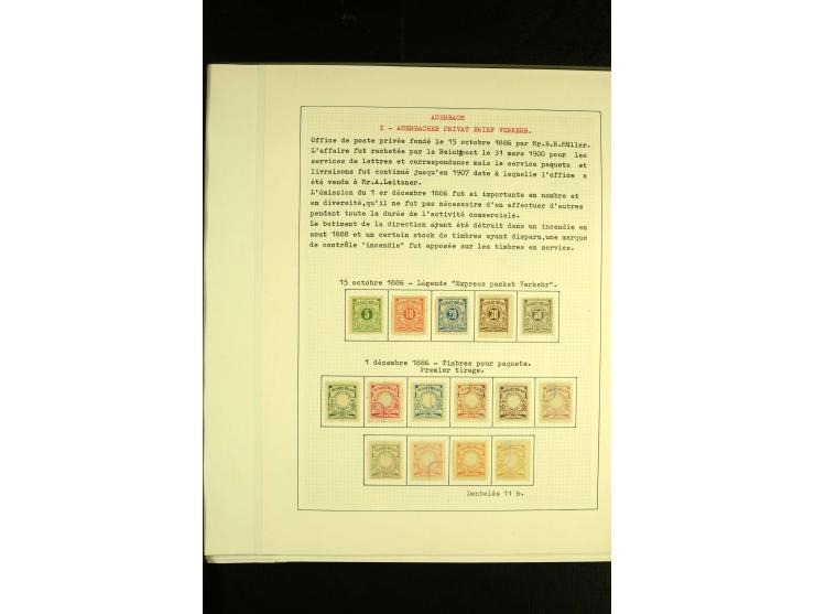 AUERBACH: 1886/1907, ungebrauchte und gestempelte Sammlung mit über 300 Marken und drei Ganzsachen, sauber aufgezogen auf 28 
