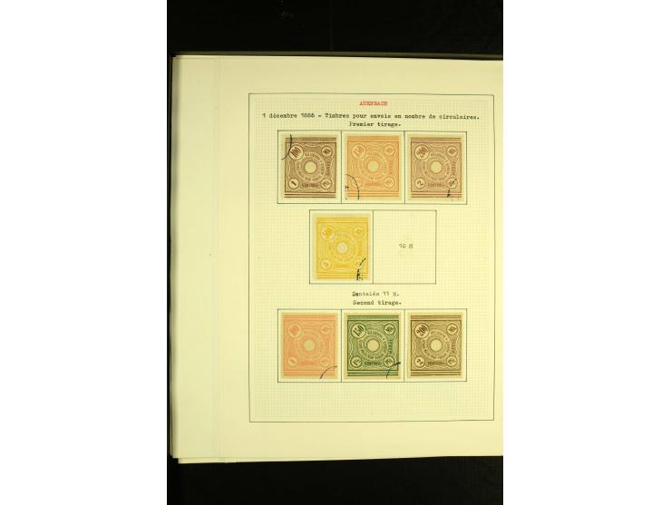 AUERBACH: 1886/1907, ungebrauchte und gestempelte Sammlung mit über 300 Marken und drei Ganzsachen, sauber aufgezogen auf 28 