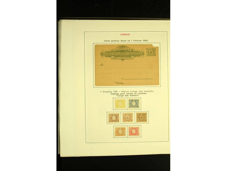 AUERBACH: 1886/1907, ungebrauchte und gestempelte Sammlung mit über 300 Marken und drei Ganzsachen, sauber aufgezogen auf 28 