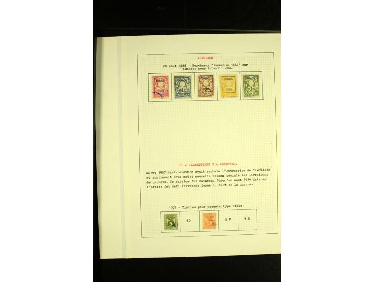 AUERBACH: 1886/1907, ungebrauchte und gestempelte Sammlung mit über 300 Marken und drei Ganzsachen, sauber aufgezogen auf 28 