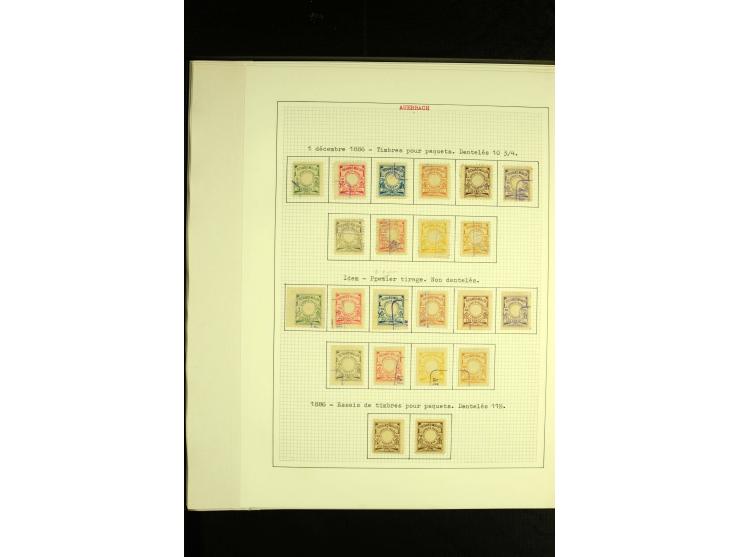 AUERBACH: 1886/1907, ungebrauchte und gestempelte Sammlung mit über 300 Marken und drei Ganzsachen, sauber aufgezogen auf 28 
