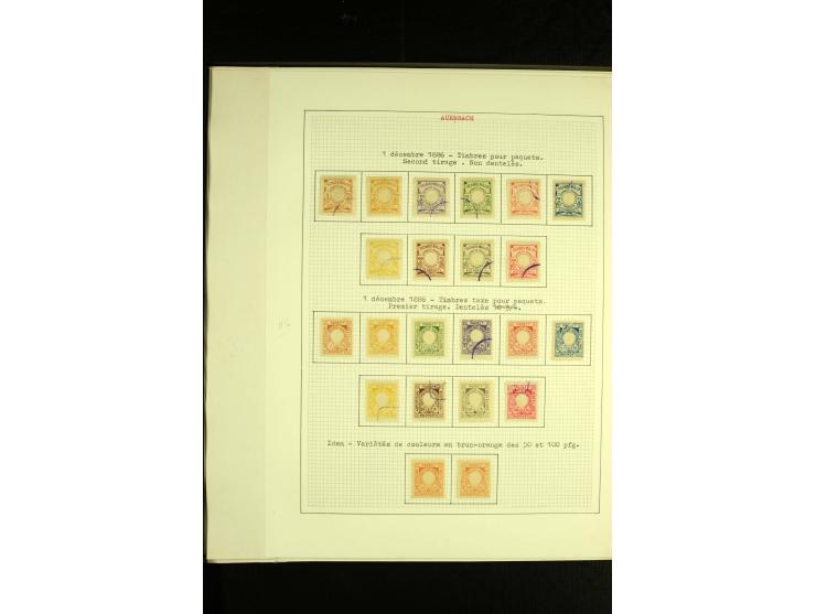 AUERBACH: 1886/1907, ungebrauchte und gestempelte Sammlung mit über 300 Marken und drei Ganzsachen, sauber aufgezogen auf 28 